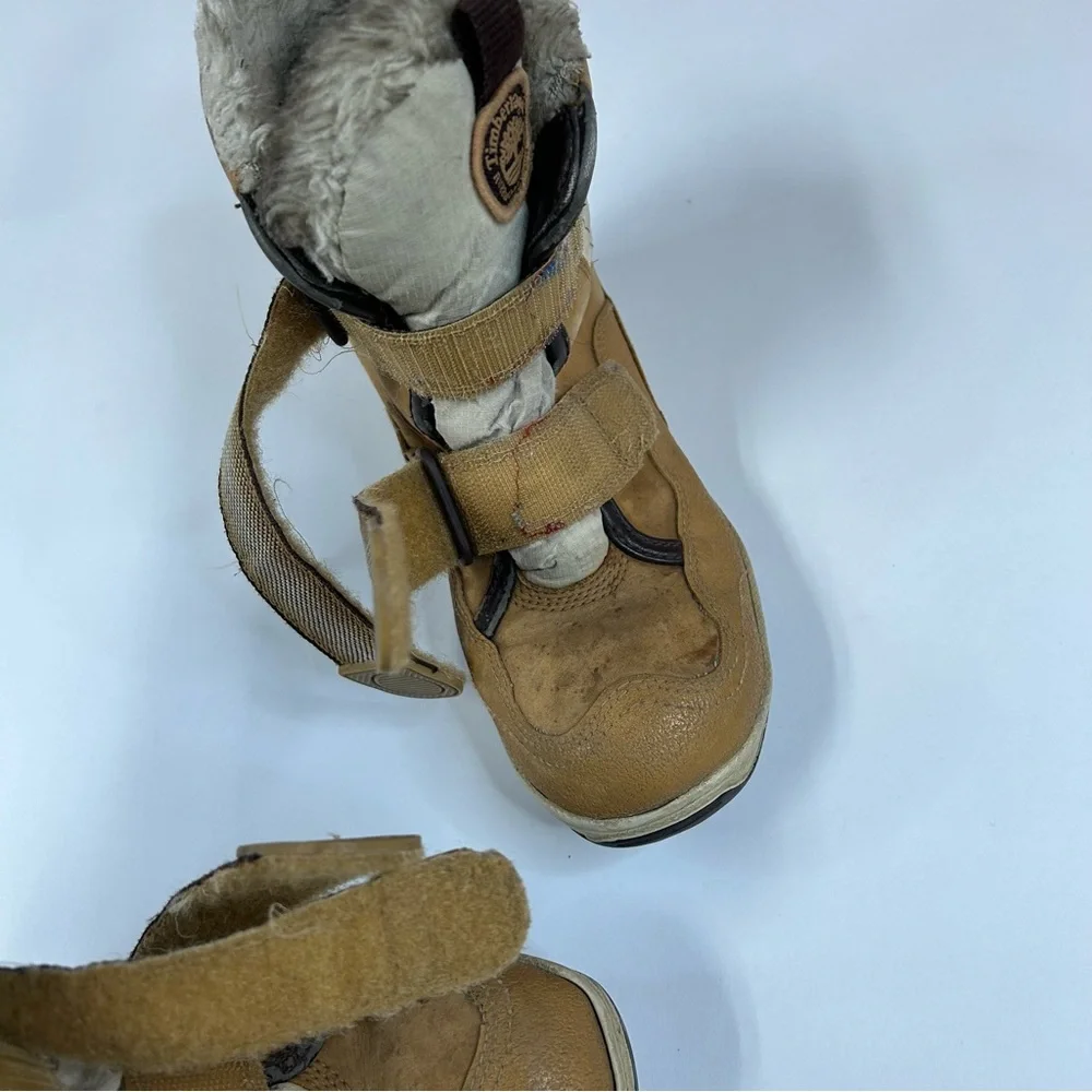 Timberland Children’s Kids Size 2.5 Winter Snow Boots Brown Beige Furry #3805